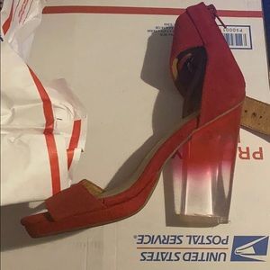 Jeffrey Campbell | Red Lucite Open Toe Heels